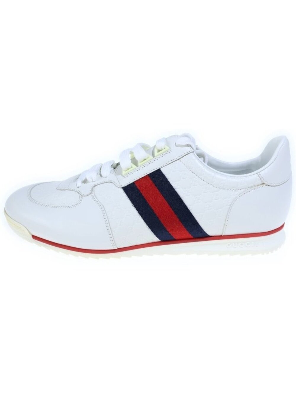Gucci Micro Guccissima Side Line Low-Top Sneakers Leather White